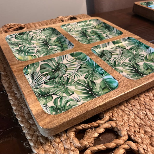 12" x 12" Mango Wood -4 Compartment Tray