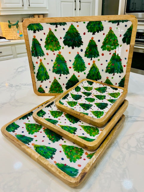 12" Square Mango Wood Serving Tray
