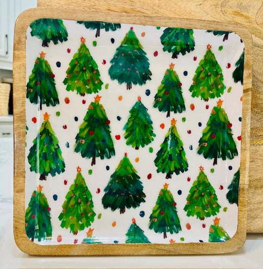 8" Square Mango Wood Trays