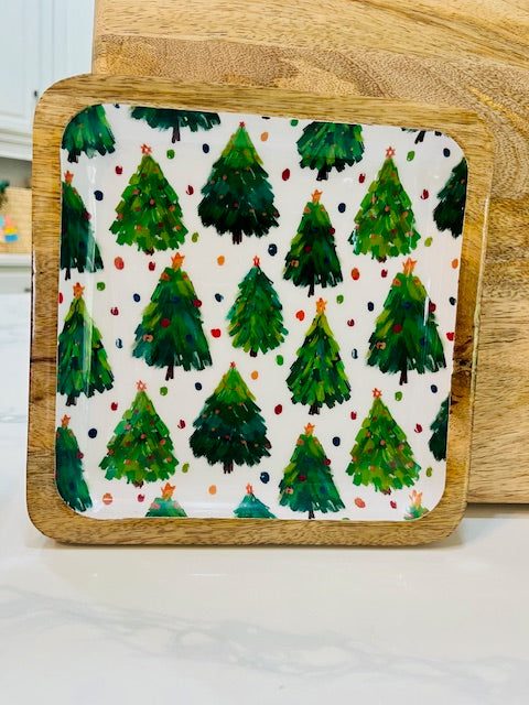 8" Square Mango Wood Trays