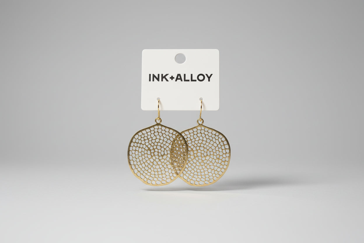 Earrings - Gretchen Large Circle with Holes Brass