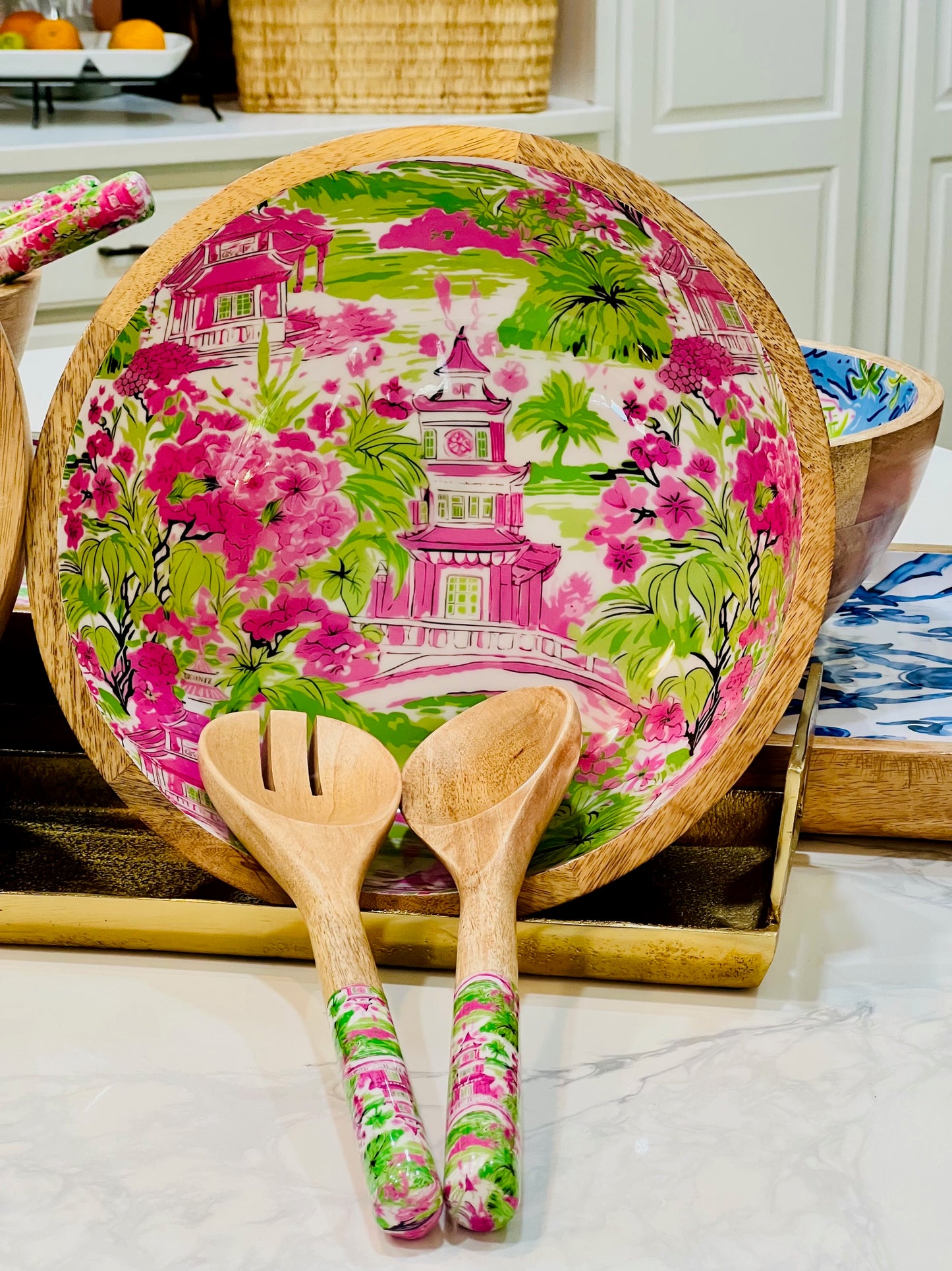 Mango Wood Serving Bowls and Utensils