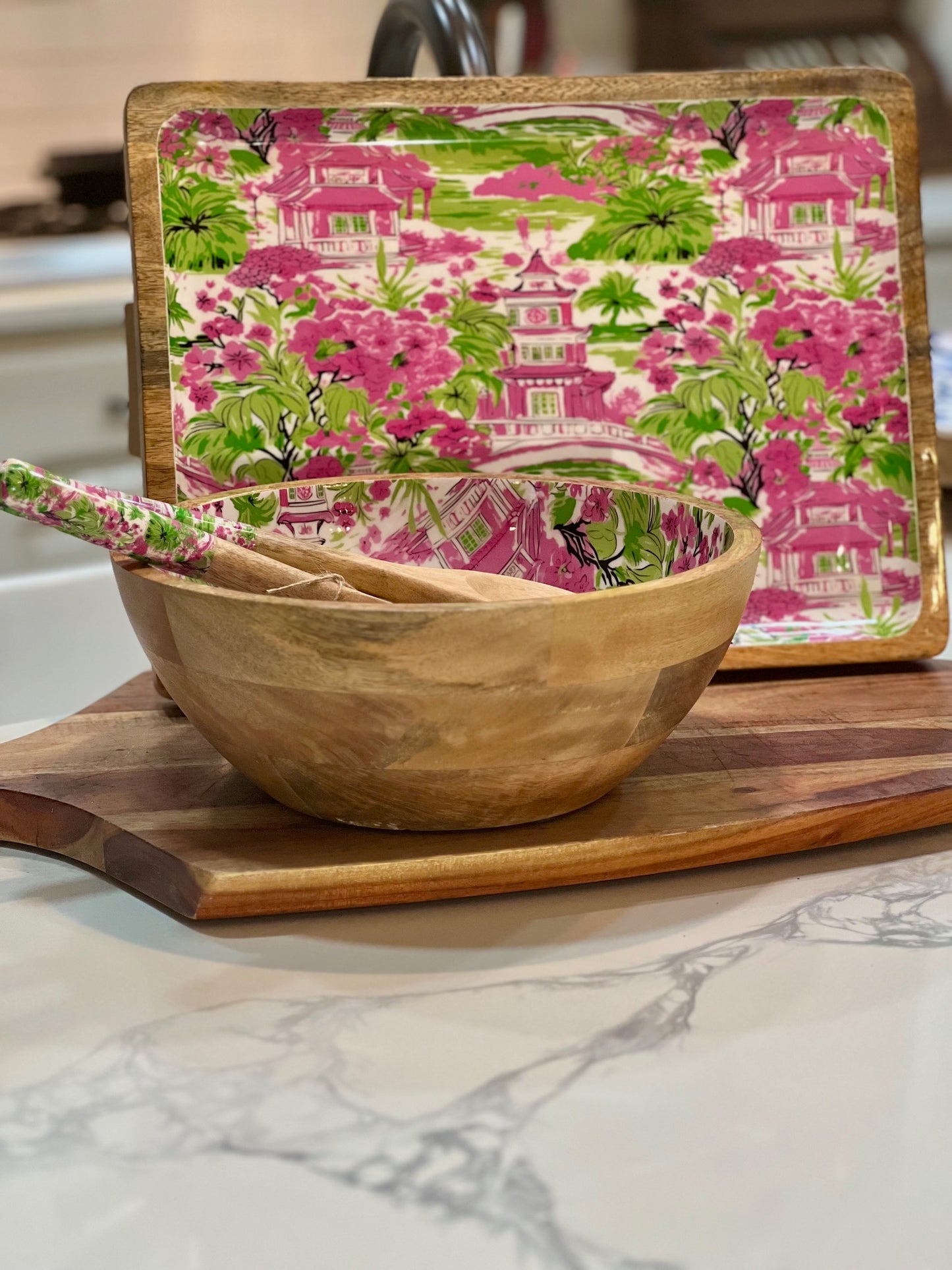 Mango Wood Serving Bowls and Utensils