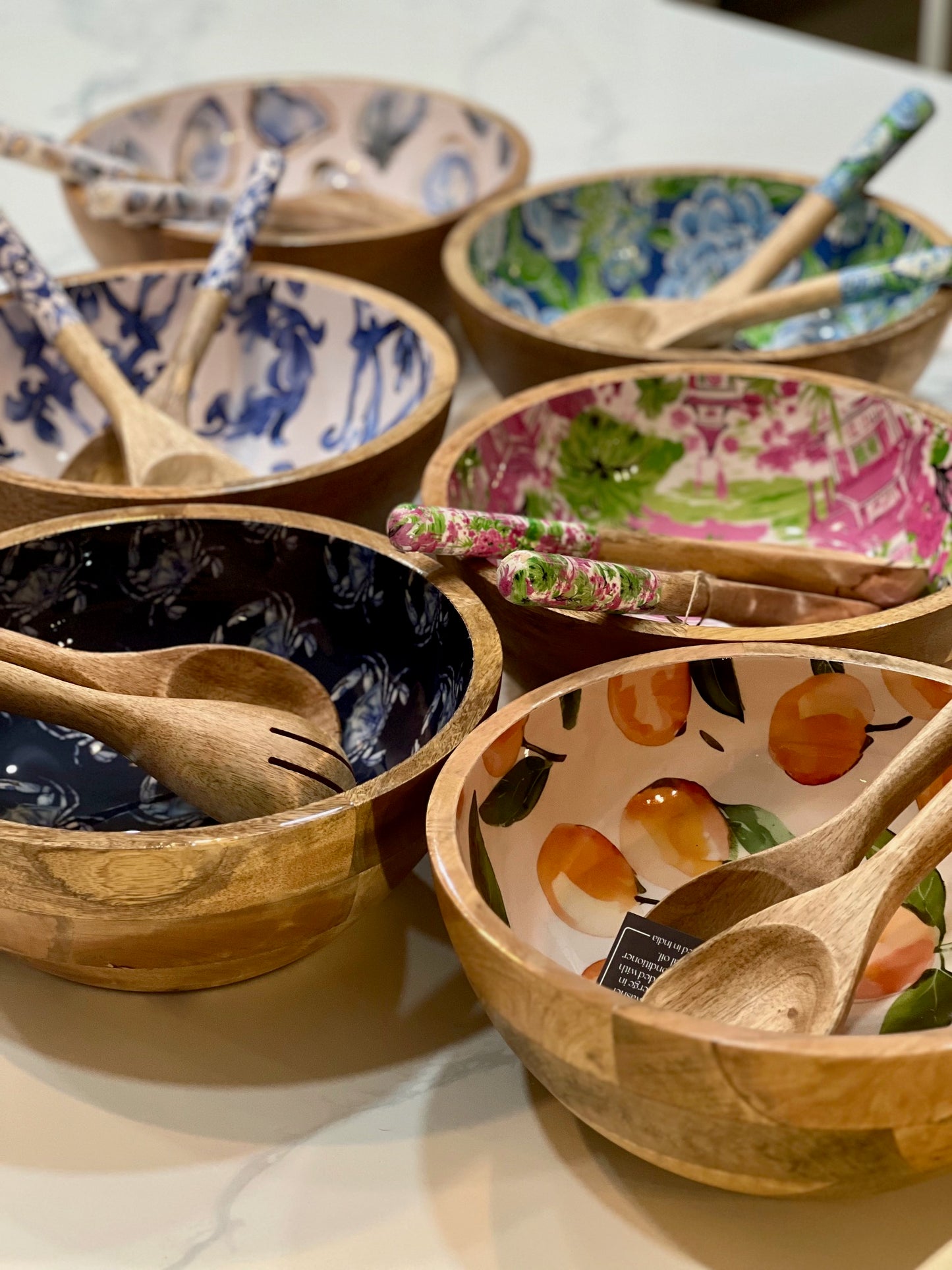 Mango Wood Serving Bowls and Utensils