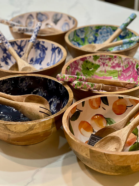 Mango Wood Serving Bowls and Utensils