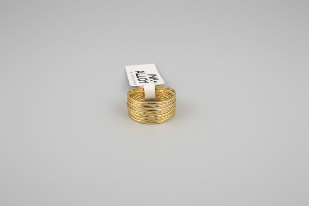 Ring - Morgan Brass Multi-Layer Organic Textured Ring 18k Size 8