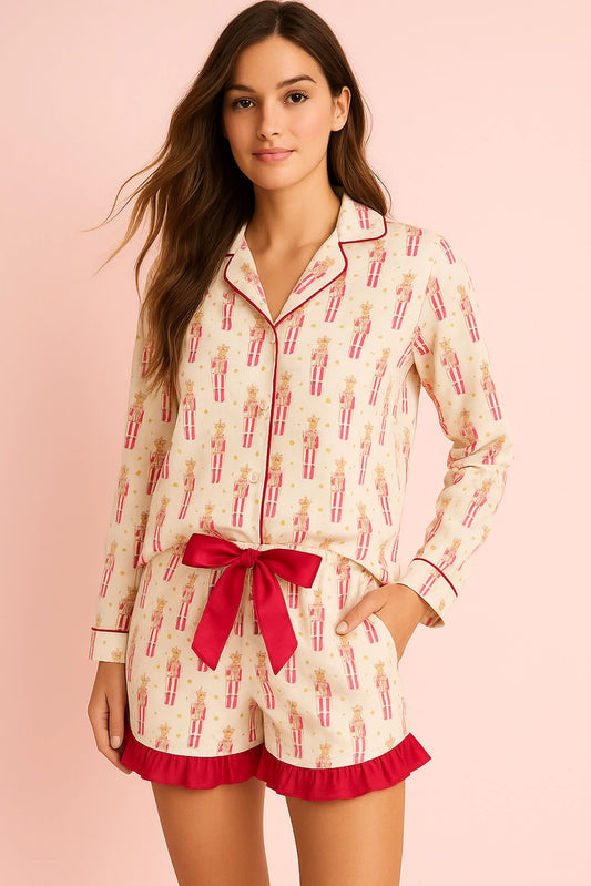 Christmas Pink Nutcracker Pajamas-Short set