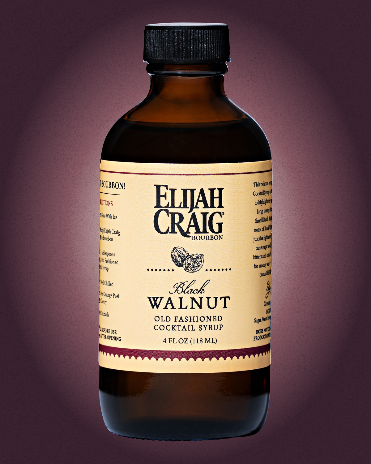 Black Walnut Old Fashioned, Elijah Craig Cocktail Syrup