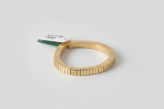Lucille Square Bead Stretch Bracelet Brass