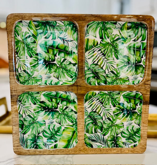 12" x 12" Mango Wood -4 Compartment Tray