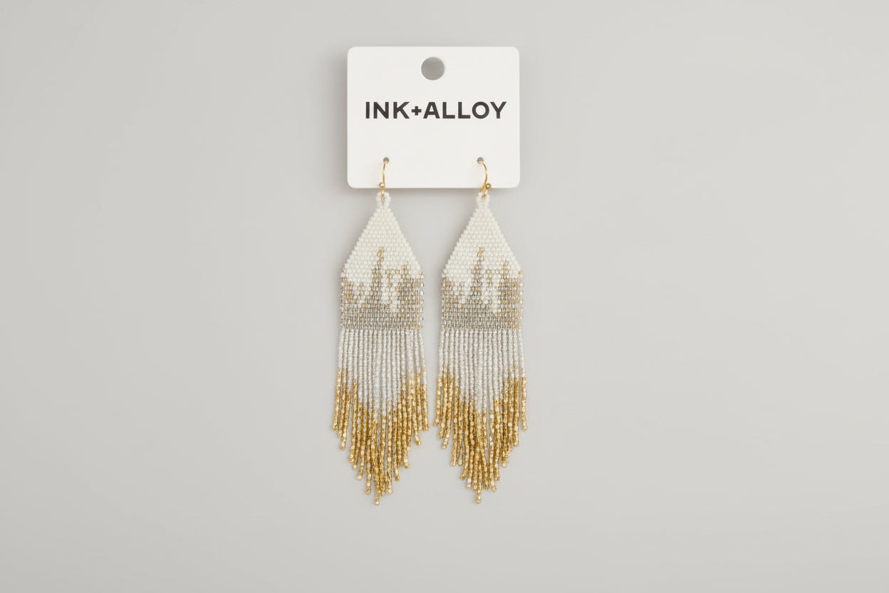 Earrings - Claire Ombre Beaded Fringe Earrings St. Moritz