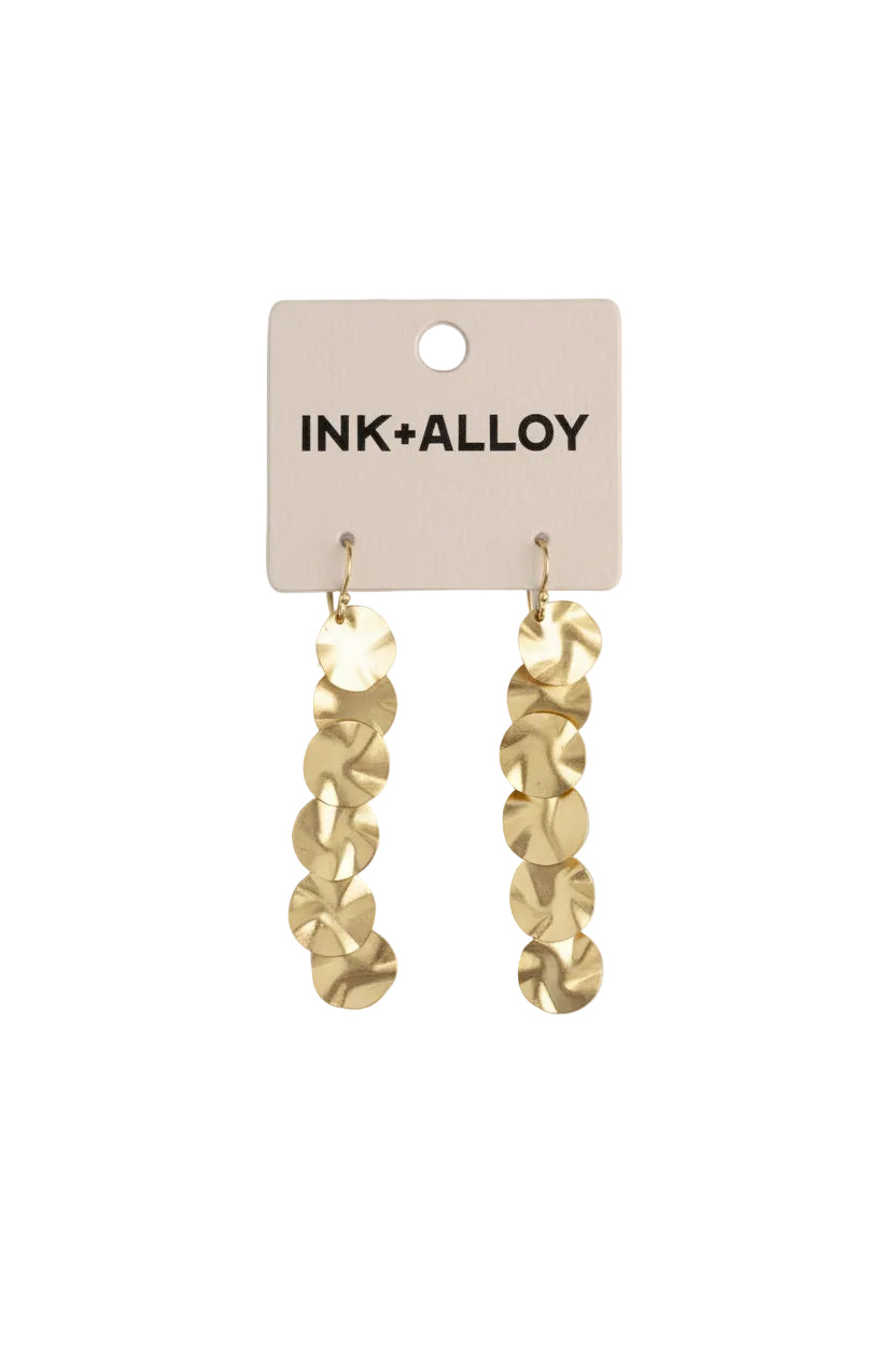 Earrings  - Mya Wavy Disc Drop Brass
