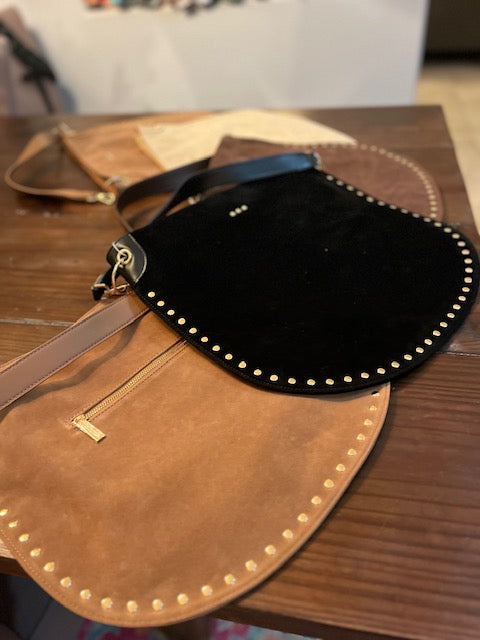 Rosalie Rivet Suede Hobo Bag