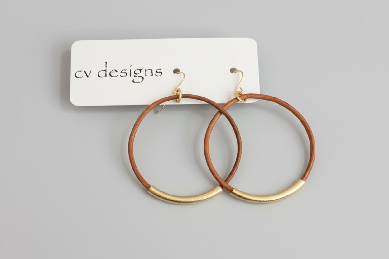 Leather Bar Hoops