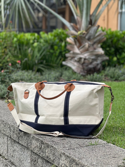 Weekender Canvas Duffel with Leather Trim