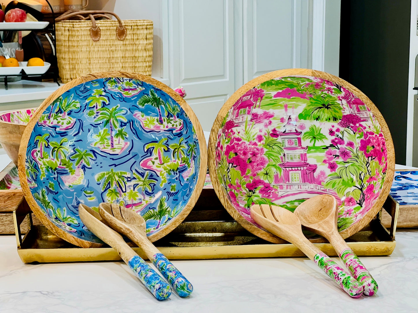 Mango Wood Serving Bowls and Utensils