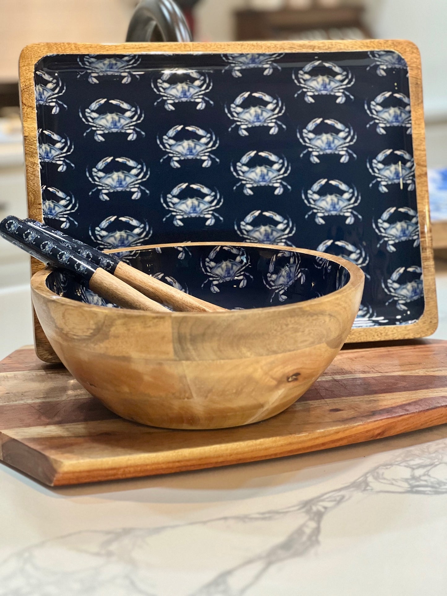 Mango Wood Serving Bowls and Utensils