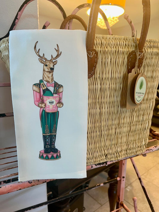 Bar Towels-Champagne Reindeer