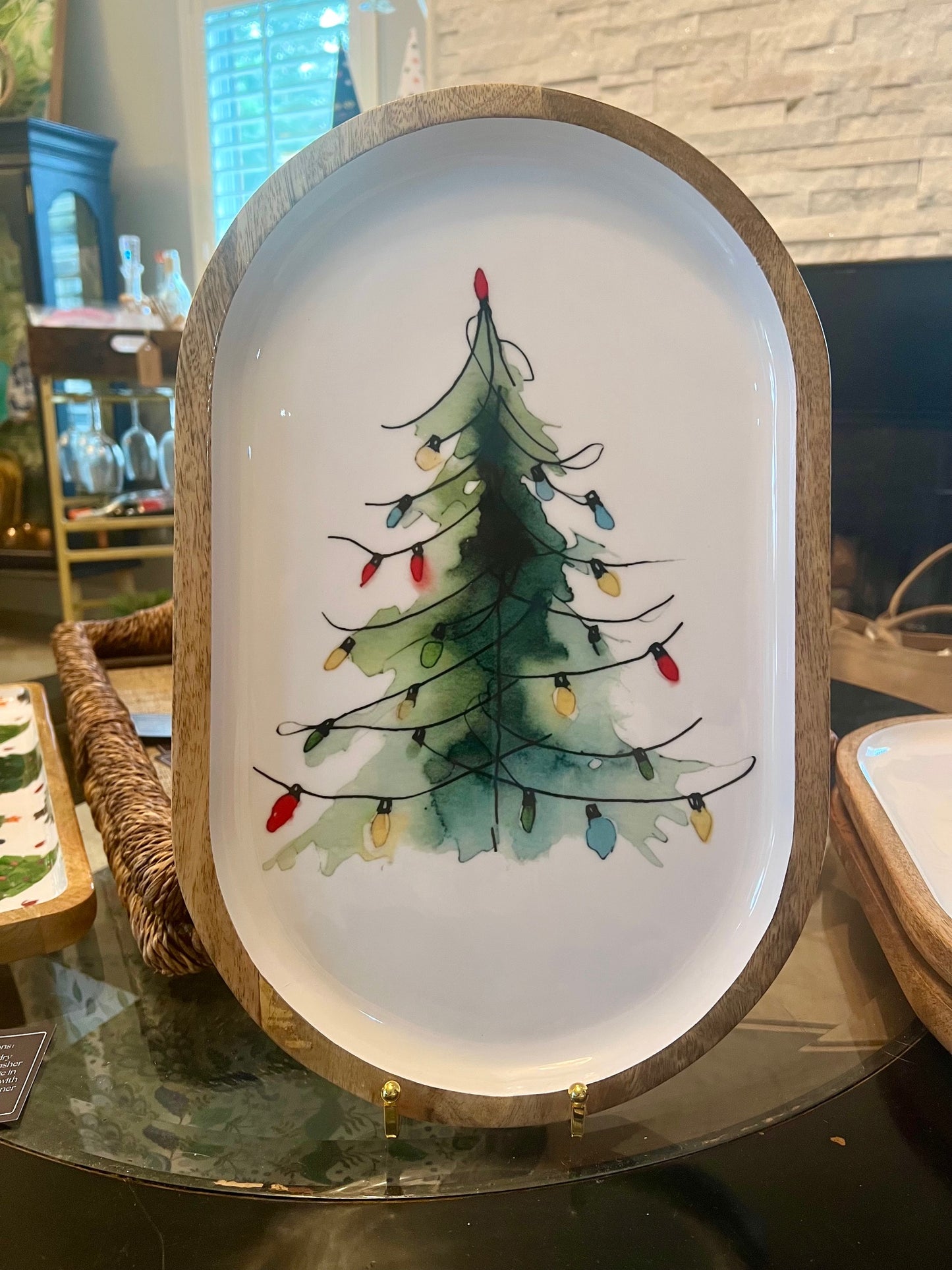 16" Holiday Tree with Lights Tray